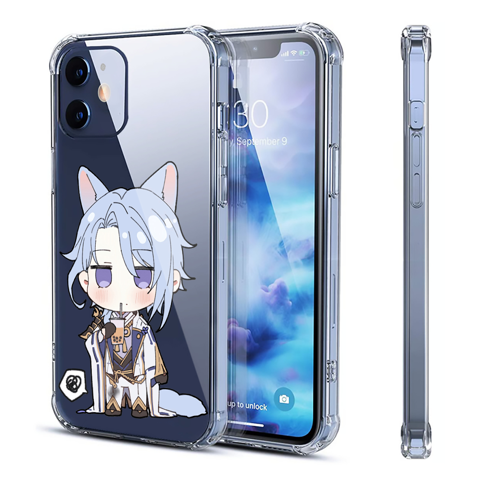 げんし神 神里綾人 かみさとあやと genshin Kamisato Ayato 【iPhone 12シリーズ対応】透明スマホケース（クリアソフトケース）
